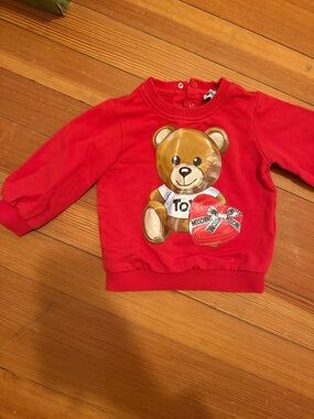 Moschino Kids Red Teddy Heart Sweatshirt